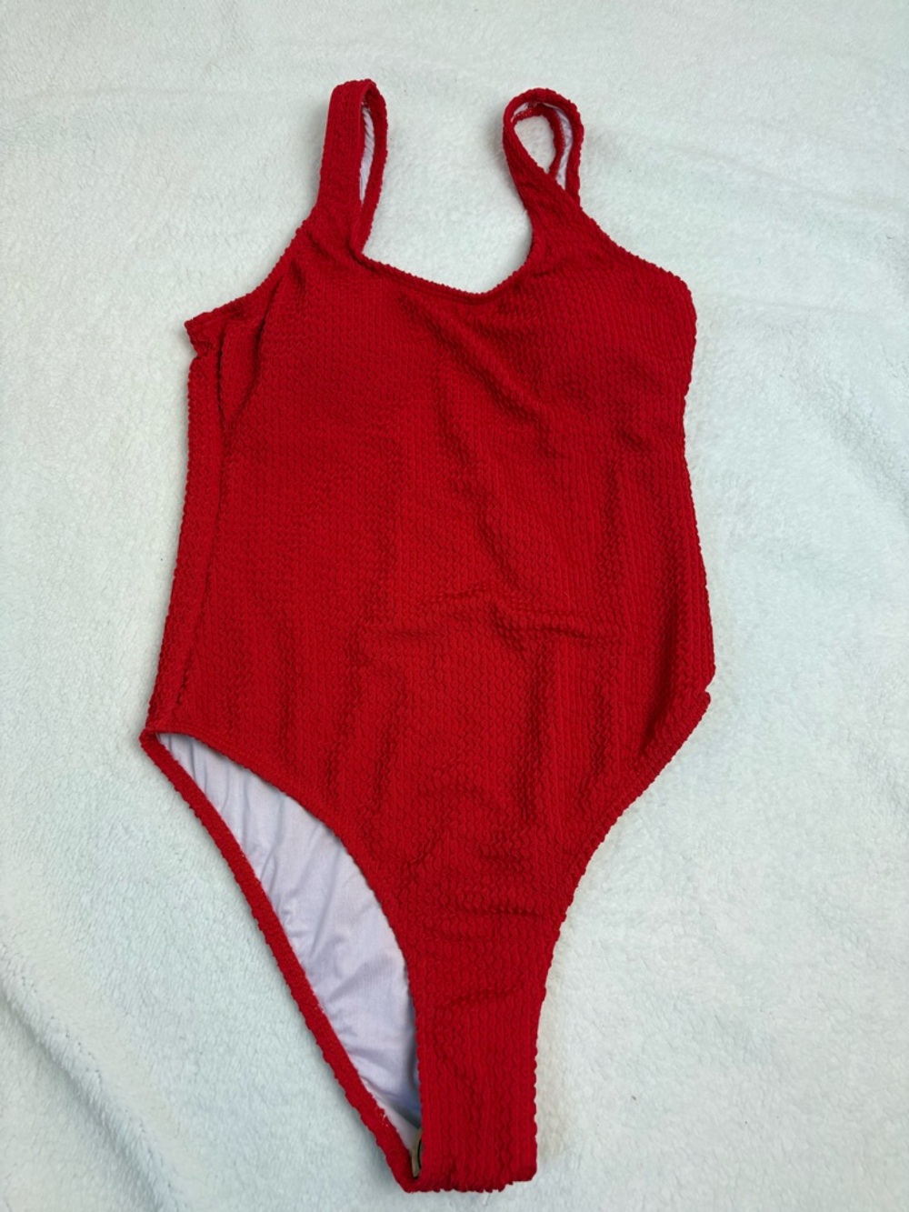 Red Textured One-Piece Swimsuit